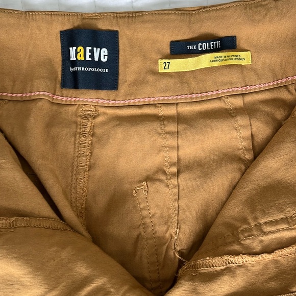 Anthropologie Maeve, the Colette wide leg cropped pant khaki sz 27 - Picture 3 of 3